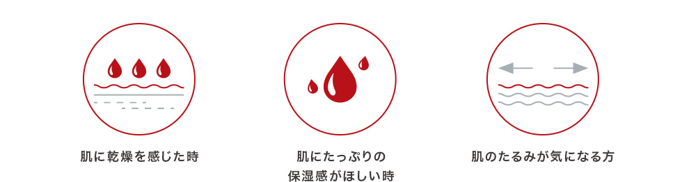 肌に乾燥を感じた時　肌にたっぷりの 保湿感がほしい時　肌のたるみが気になる方