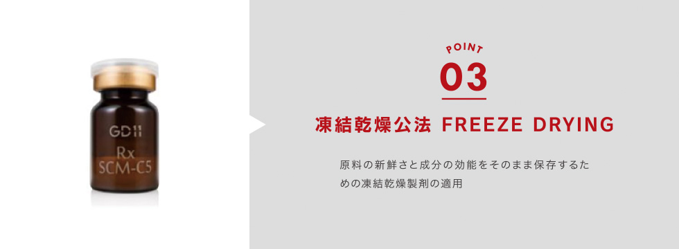 POINT3 凍結乾燥公法 FREEZE DRYING 原料の新鮮さと成分の効能をそのまま保存するための凍結乾燥製剤の適用